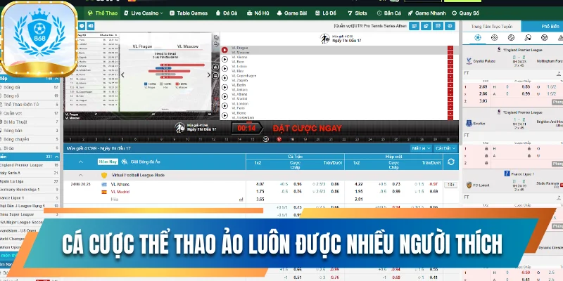 Khám Phá Sảnh Thể Thao 868vip Đẳng Cấp Với Đa Dạng Kèo Cược 3 Cá cược thể thao ảo luôn được nhiều người yêu thích