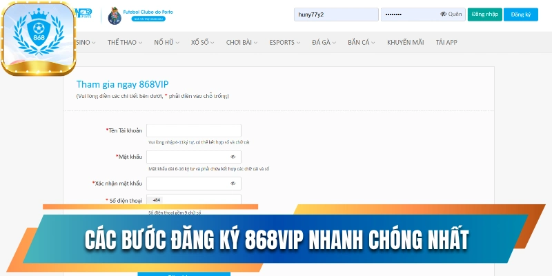 Hướng Dẫn Đăng Ký 868vip Nhanh Chóng Và Không Gặp Lỗi 1 Các bước đăng ký 868vip nhanh chóng nhất