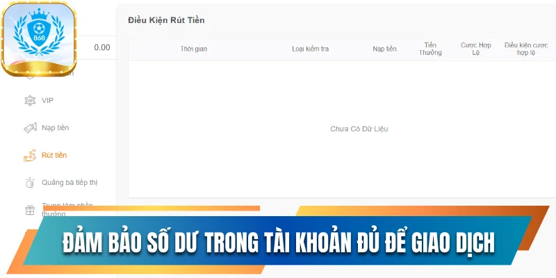 Đảm bảo số dư trong tài khoản cá nhân đủ để giao dịch