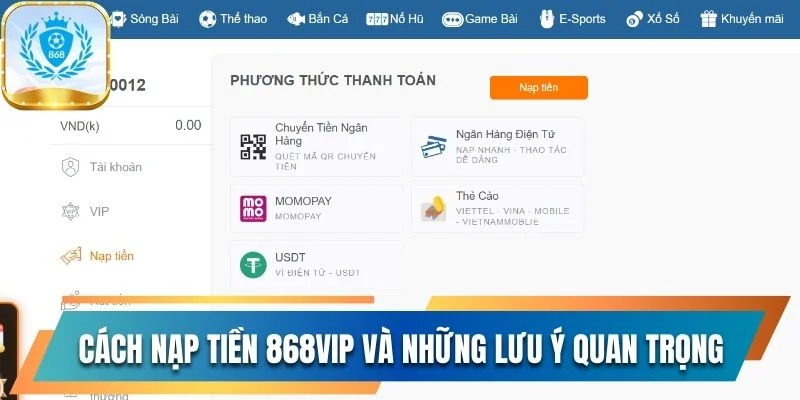nạp tiền 868vip