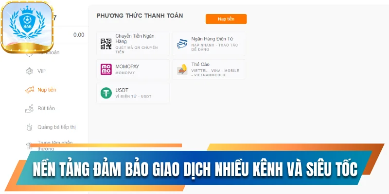 868vip Có Lừa Đảo Không? Vén Màn Bí Mật Sau Tin Đồn 3 Nền tảng đảm bảo giao dịch nhiều kênh và siêu tốc