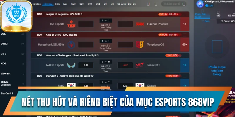 Chinh Phục Esport 868vip Với Nhiều Trò Chơi Thịnh Hành 1 Nét thu hút và riêng biệt của mục esports 868vip
