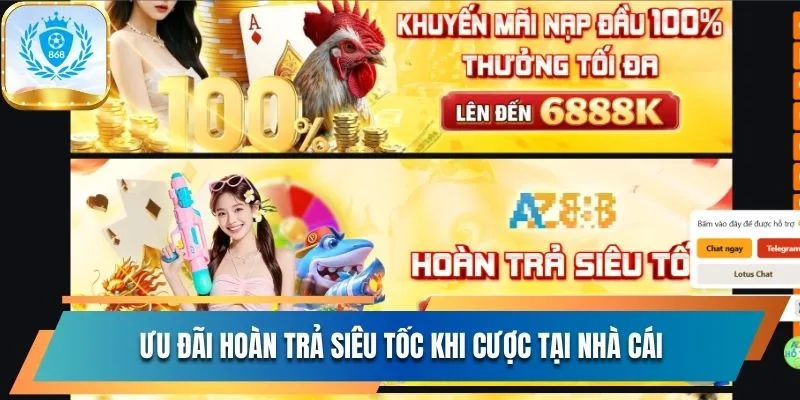 Bạt Ngàn Khuyến Mãi 868Vip Đang Chờ Hội Viên Rinh Về 2 Ưu đãi hoàn trả siêu tốc khi cược tại nhà cái